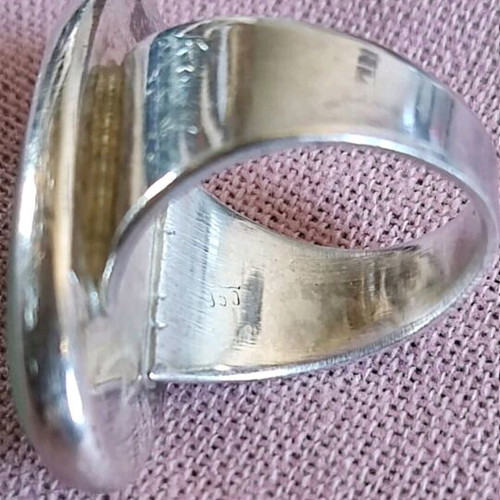 Handmade silver ring size 56 with natural green aventurine stone like new