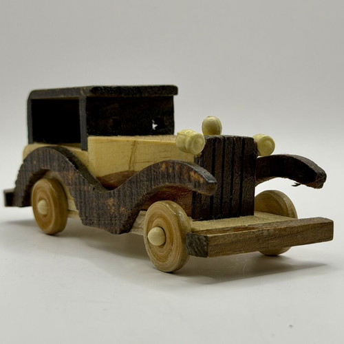 Wooden old school toy car handmade, used