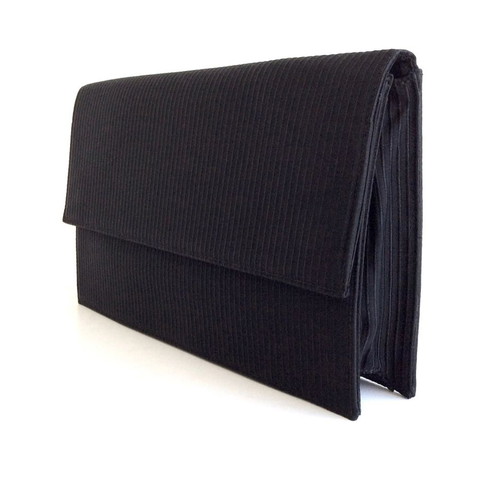 Marina Rinaldi clutch bag used, black ribbed satin