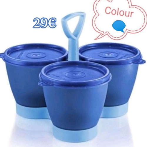 Tupperware triple server 300 ml × 3 with handle new