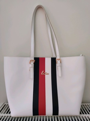 Le Sac shoulder bag used, white with stripes