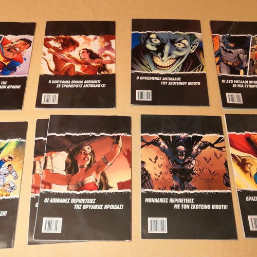 Various comics used with Spiderman, Batman, Superman, Tiramola and more