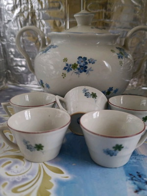 Rakia cups and sugar bowl used, antique