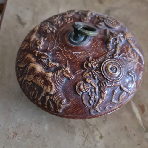 Clay fruit bowl used, old, 20 cm diameter
