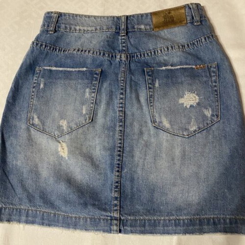 Mini denim skirt like new, blue, size S with buttons and distressed style