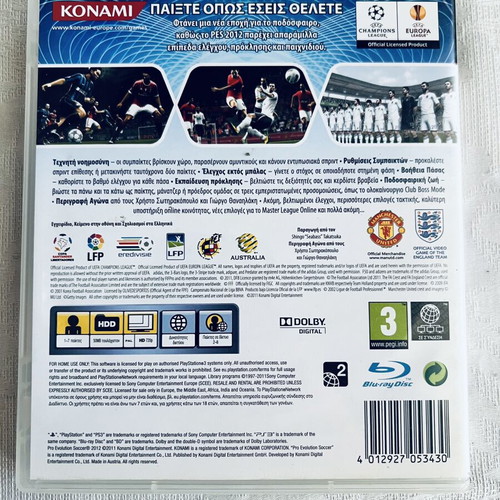 PES 2012 Pro Evolution Soccer PS3 game like new