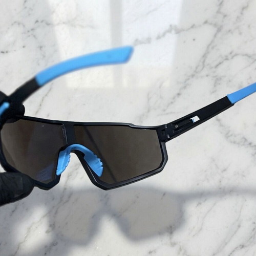 Sport Shield sunglasses like new, black-cyan blue mirror lenses