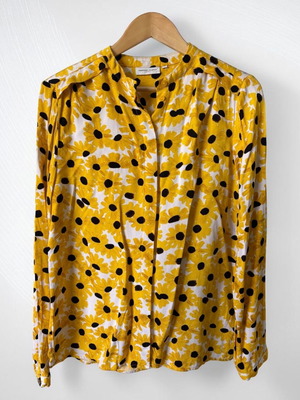 Fabienne Chapot Yellow Floral Sunflower Blouse Size 40