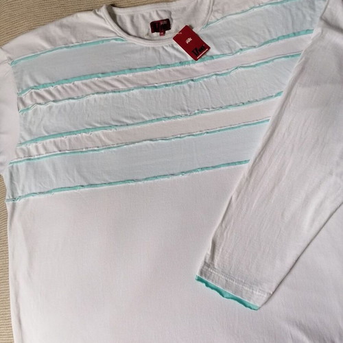 Duke men's long sleeve 5XL cotton shirt new, white turquoise