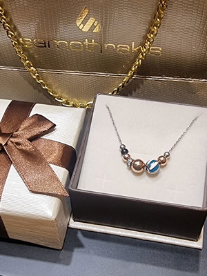 Silver 925 necklace with baked enamel and zircon
