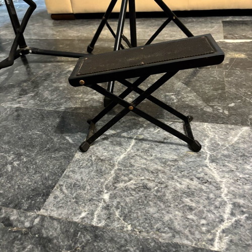 Music stand, guitar floor stand and guitar footrest used
