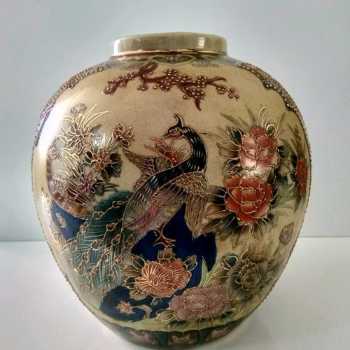 Satsuma vases used, 2 large, height 25 cm
