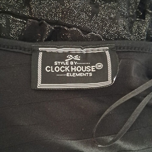 ClockHouse black mini dress XL like new with ruffles and shiny texture