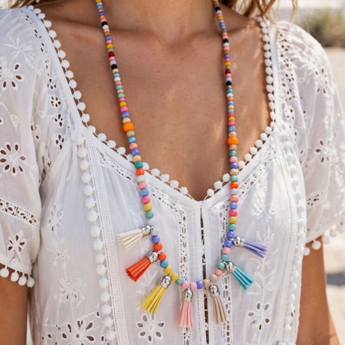 Boho necklace and earrings set new, colorful handmade beads
