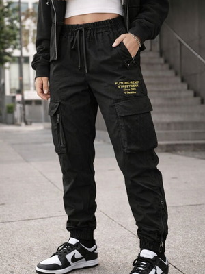 Bershka cargo pants S like new, black, streetwear techwear style