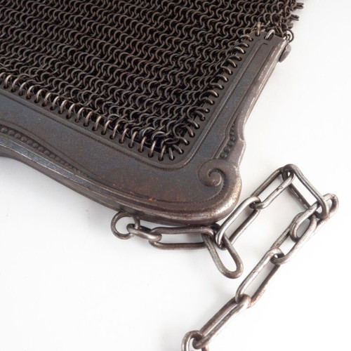 Edwardian Art Nouveau Gunmetal Chainmail Mesh Evening Bag used