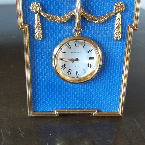 Table clock used Faberge style Kidney & Co London