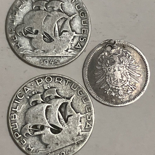 Lot of 11 European coins used, silver and copper 1835-1945