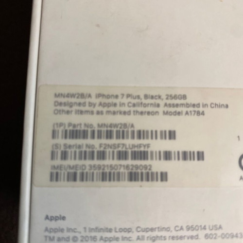 Apple iPhone 7 Plus used packaging, original phone box