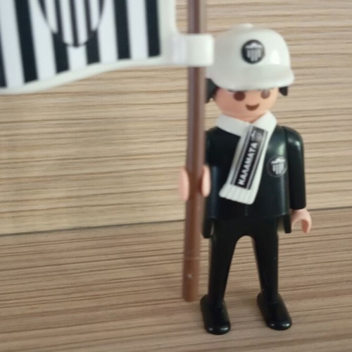Playmobil Kalamata Fan Figure like new with flag, scarf, and hat