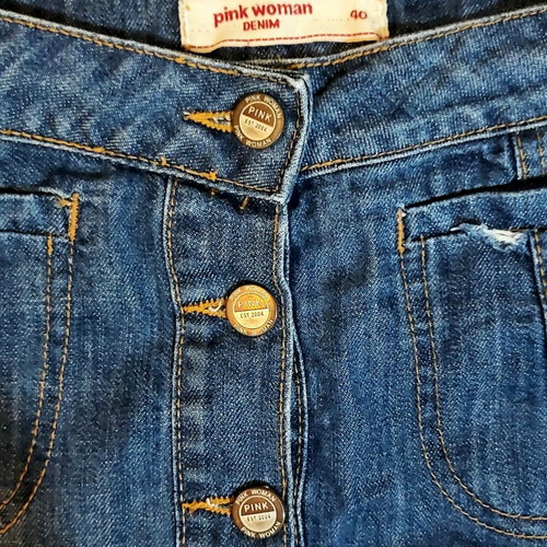 Pink Woman women's jean skirt used, size 40, blue