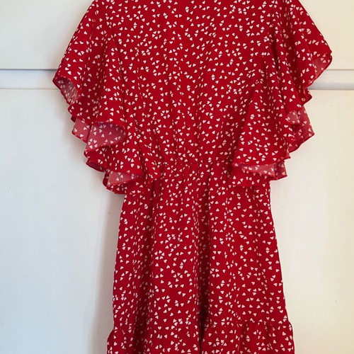 Red short dress with hearts like new Shein