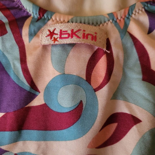 bK ini one-piece swimsuit, colorful, cross-back, padded bust