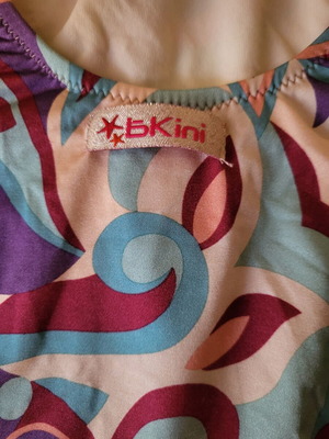 bK ini one-piece swimsuit, colorful, cross-back, padded bust