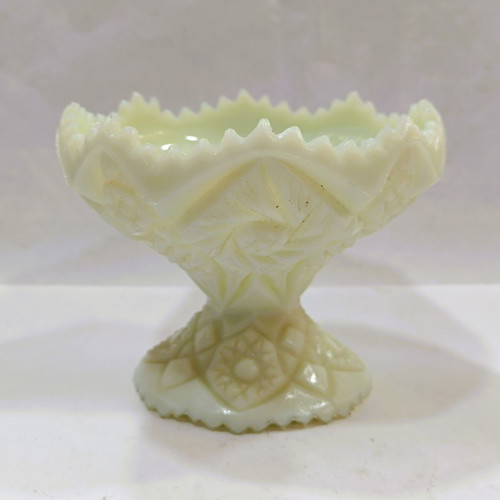 Fenton Pinwheel Candy Dish in Custard Satin Glass like new