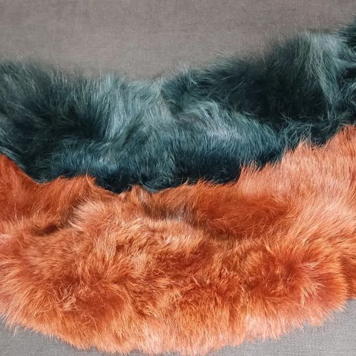 Fur collar scarves used, set of 2, brown and green shades