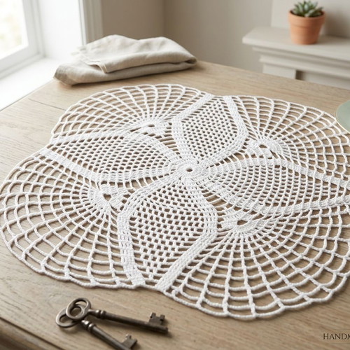 Handmade Crochet Doily white, new, vintage lace table decor