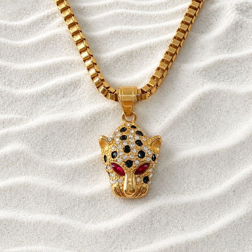 Pendant with Venetian chain made of stainless steel and crystals new