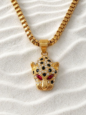 Pendant with Venetian chain made of stainless steel and crystals new