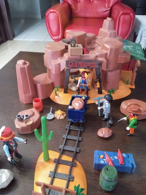Playmobil Western ορυχείο μεταχειρισμένο, μπλέ κιβώτιο δεν λειτουργεί