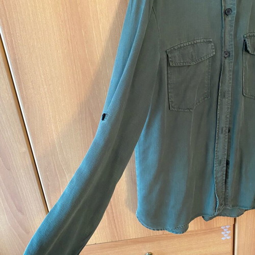 Zara women's denim shirt new, cypress green, size XL
