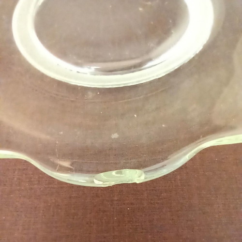 Vintage glass decorative plates set of 6 used, flower-shaped