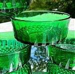  Σετ 6  μπολάκια  Arcoroc "Diamant" emerald green France 60'