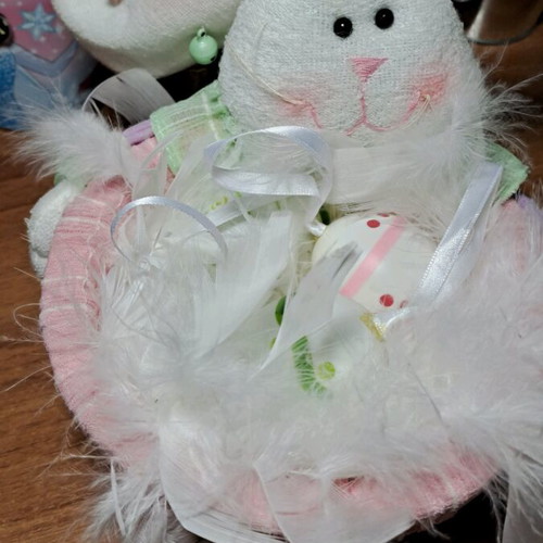 Easter basket like new with decorative fake eggs