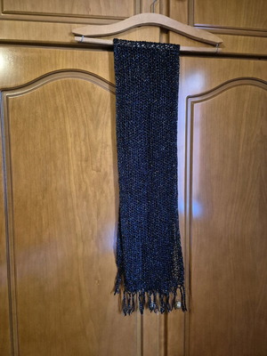 Handmade knitted scarf new in black with iridescent details