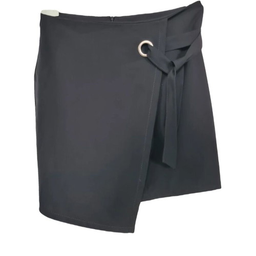 Zuiki Italian Mini Skirt Asymmetric Wrap New XS/S Black