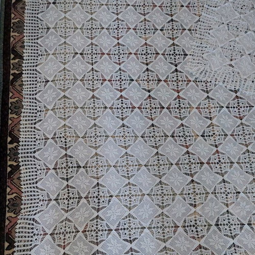 Set of white crochet tablecloth and square 170x170cm and 80x80cm new
