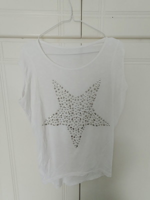 White blouse with studs and star design like new, sizes S/M