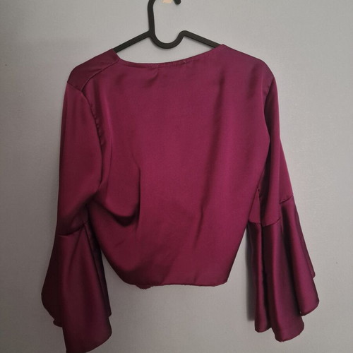 Satin crop blouse like new, purple, one size