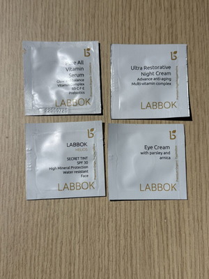 LABBOK δείγματα κρεμών σετ 4 με ορό, κρέμα νυκτός, αντηλιακό προσώπου και κρέμα ματιών