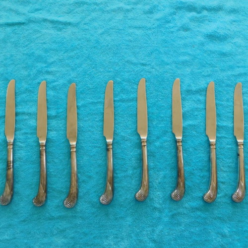 Set of 8 knives used stainless steel vintage Art Nouveau design