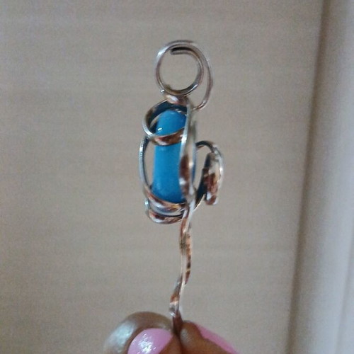 Handmade Silver Pendant 925 with Blue Agate, like new, 6.5 cm
