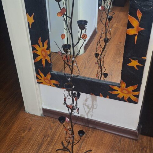 Metal tree-shaped floor candle holder like new, 1 meter tall