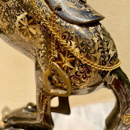Vintage Handcrafted Brass Horse Sculpture Like New