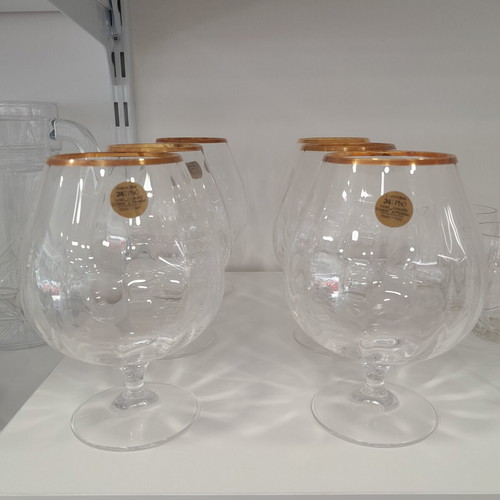 Set of 6 Crystal Cognac Glasses Made in Italy
