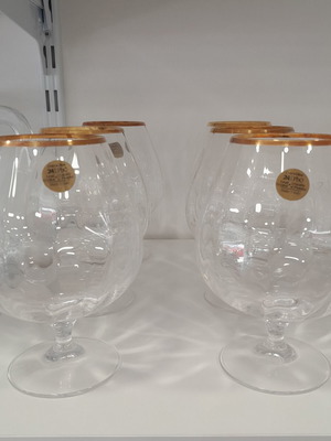 Set of 6 Crystal Cognac Glasses Made in Italy